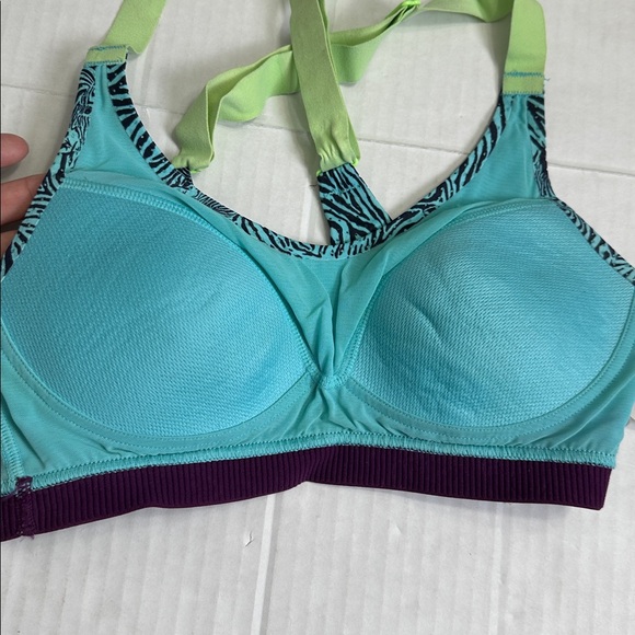 VSX Sport Victoria Secret Racerback Padded Sports Bra 32B Blue Zebra Print - Picture 6 of 9